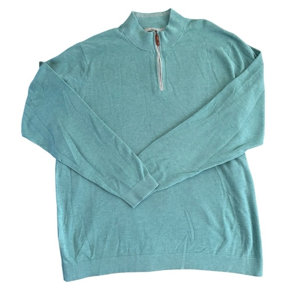 Tommy Bahama Men's IslandZone Palm Pro Half Zip Pullover Sweater Teal Sz 3XLT - Picture 1 of 6